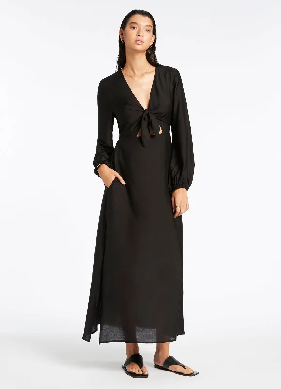 Deal Mania Jetset Tie Maxi Kaftan - Black
