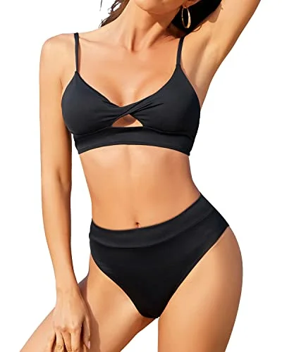 Today's Special Cutout High Waisted Bikini Sets for Women Two Piece Bathing Suits