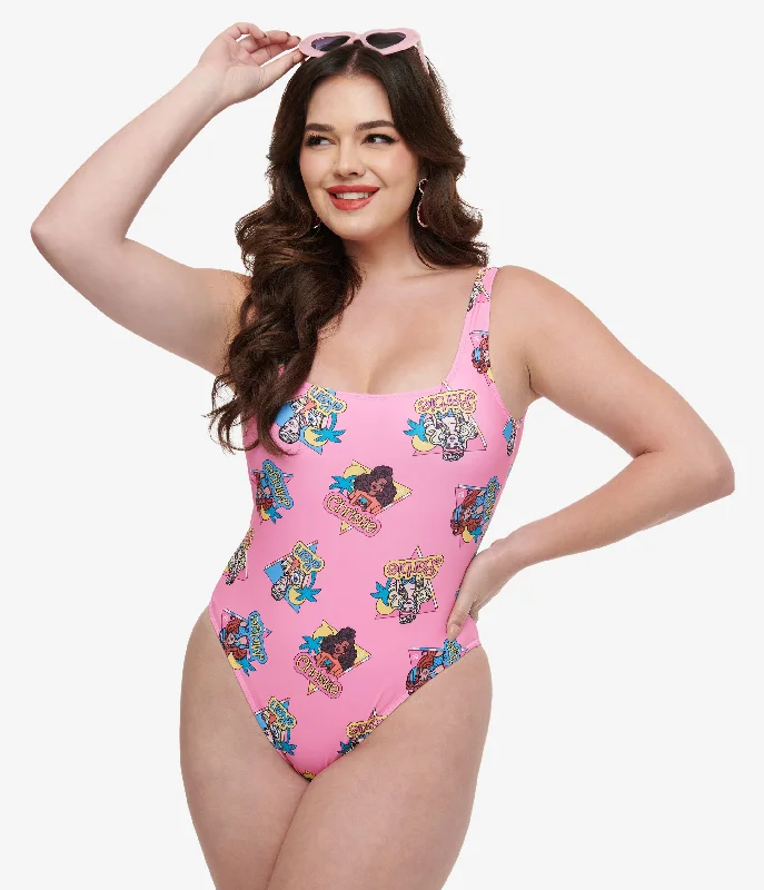 Price Smash Cakeworthy Pink Barbie California Dream One Piece Swimsuit