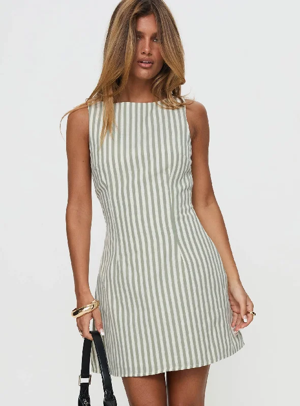 Exclusive Savings Alfalfa Shift Mini Dress Green Stripe