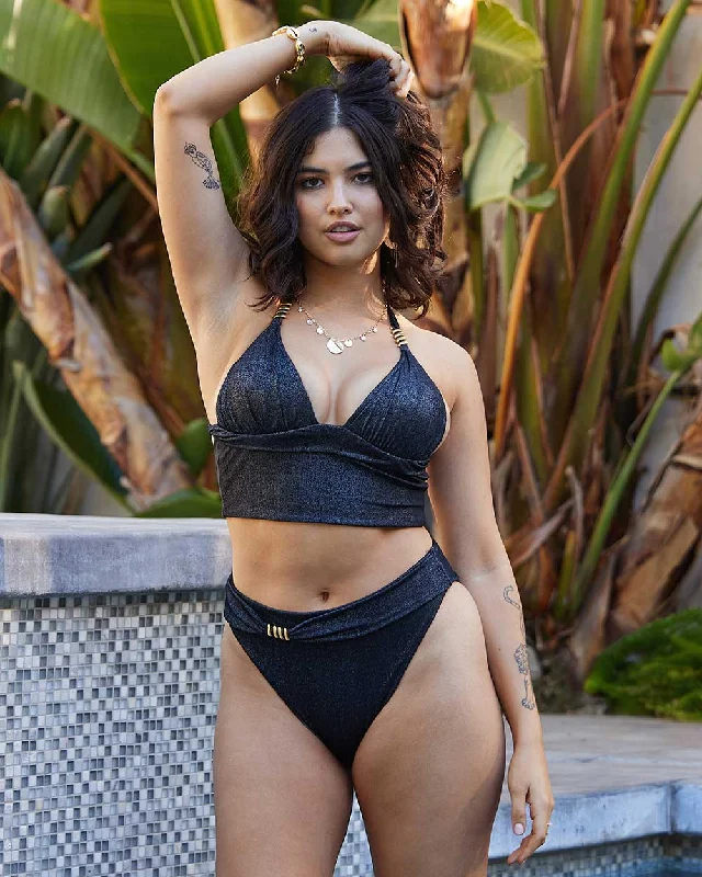 Price Slash Envy Push Up® Padded Shimmer Crop Top and High Leg Bottom