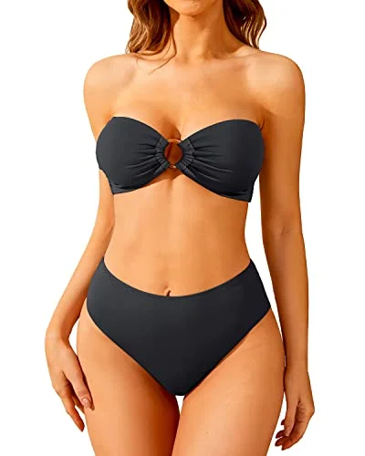 Limited Time Women's Two Piece Bandeau Swimsuit High Waisted Bikini Set