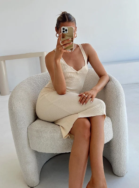 Deal Zone Ingrid Midi Dress Beige