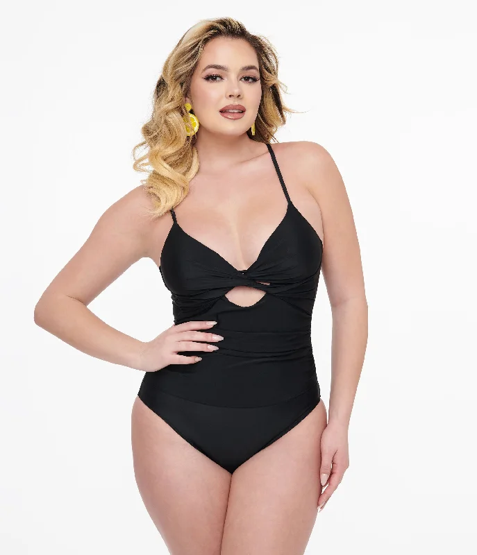 Deep Discounts Black Cutout One Piece Swimsuit