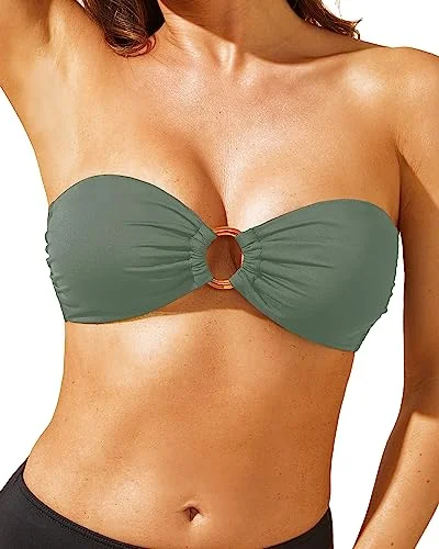 Best Deals Strapless Bikini Tops O-Ring Bathing Suit