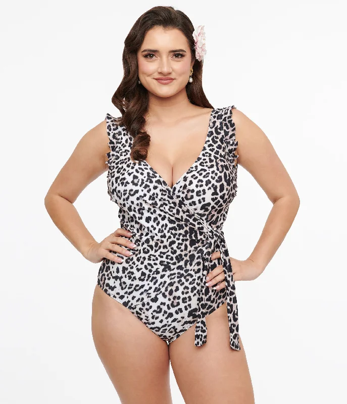 Bargain Prices Cheetah Print Wrap One Piece Swimsuit