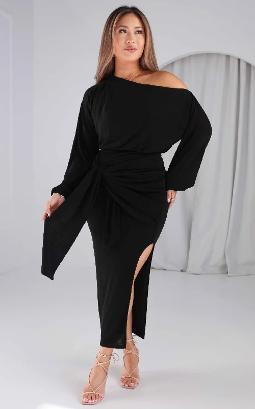 Overstock Kobe Maxi Dress - Black Sheen