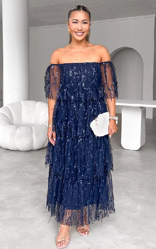 Members Only Fantango Maxi Dress - Navy Sequin