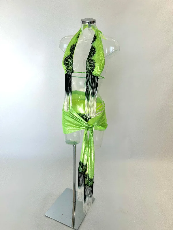 Price Blitz The LILY Bikini and Sarong (Green/Black/White)