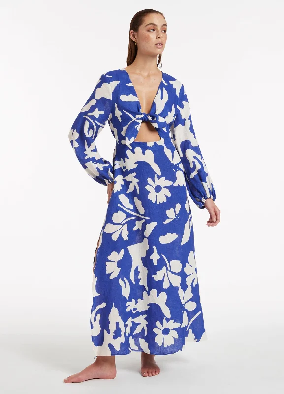 Don't Wait Emporio Tie Maxi Kaftan - Sapphire
