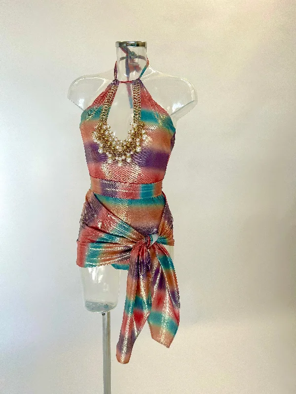 Deal Mania The CHARLOTTE Swimsuit, Sarong and Belt / Headband (Mix Colour Shine)
