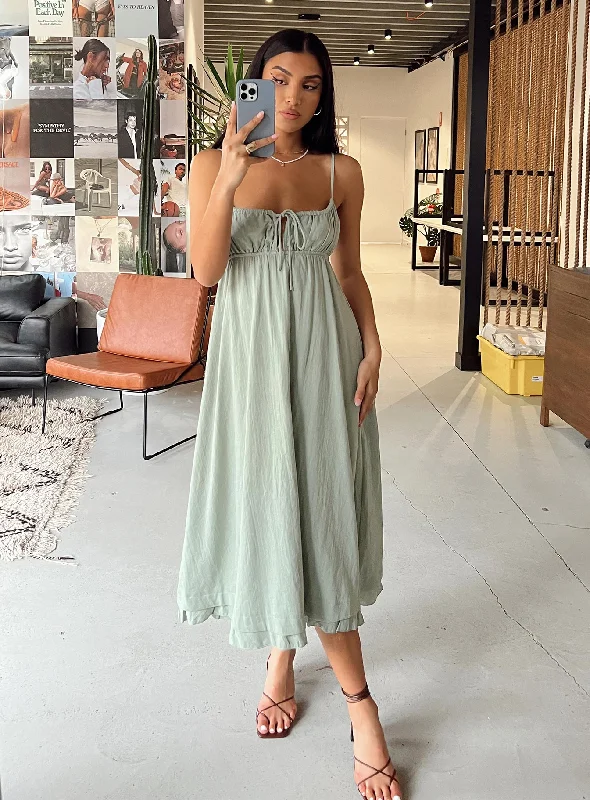 Savings Spectacular Empress Of Love Midi Dress Sage
