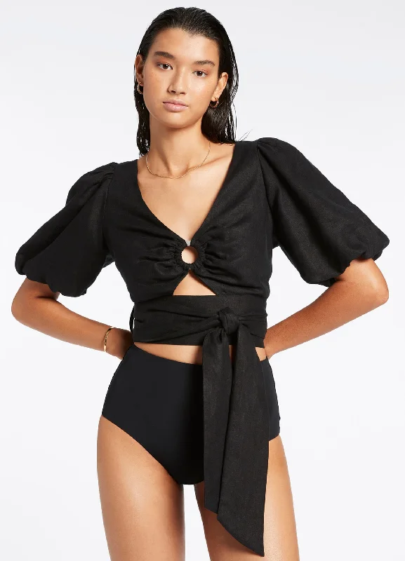 Price Reduction Jetset Puff Sleeve Top - Black