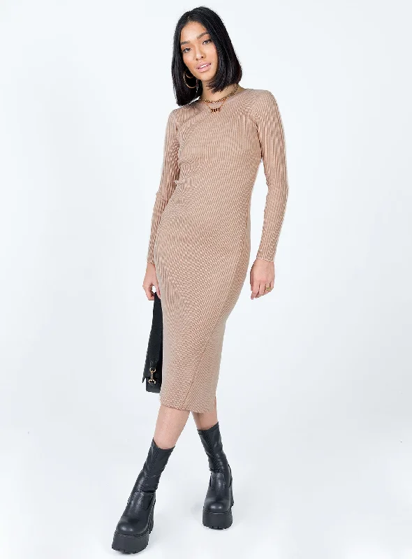 YEAR-End Sale Tiarnie Midi Dress Beige