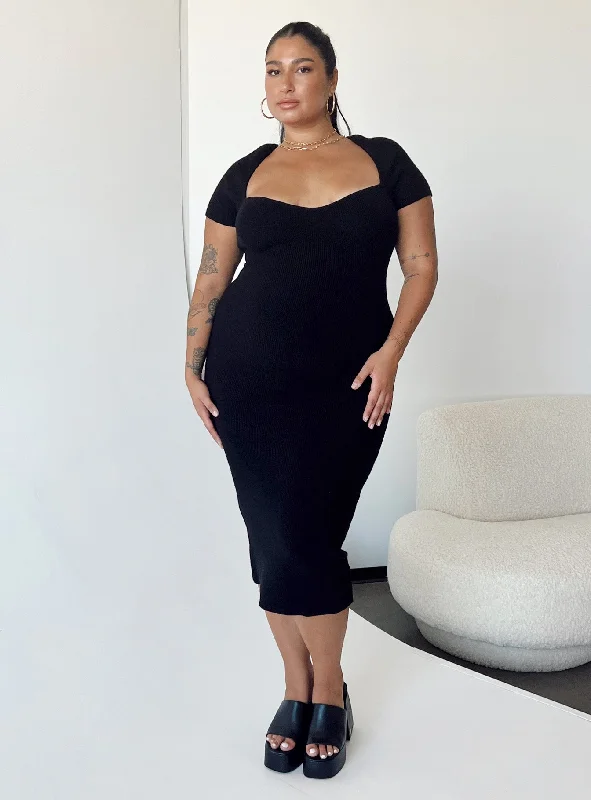 Big Discounts Ellisen Midi Dress Black Curve