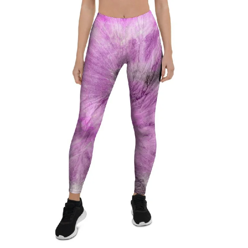 Midnight Madness Black And Purple Tie Dye Women's Leggings