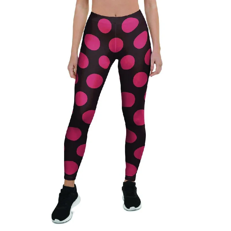 Markdowns Black And Red Polka Dot Women's Leggings