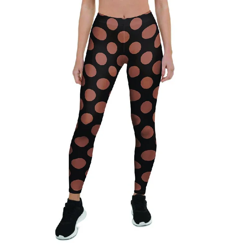 Final Markdown Black Brown Polka Dot Women's Leggings