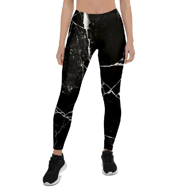 Epic Deals Black Cracked Marble Women's Leggings