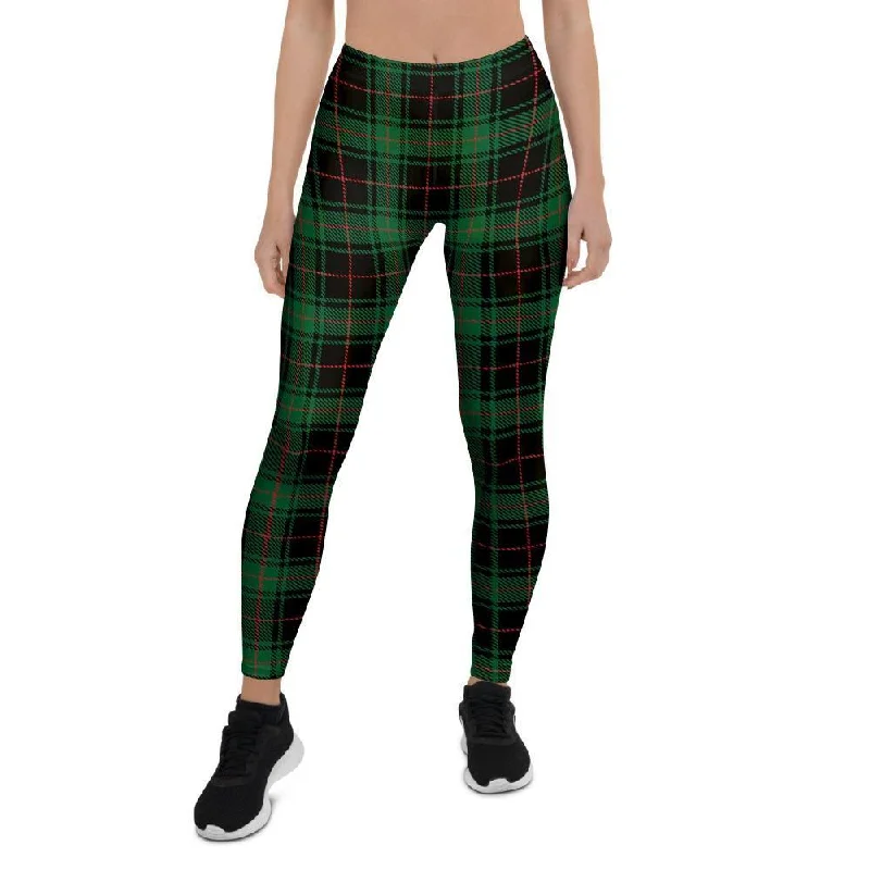 Don't Wait Black Green Plaid Tartan Women's Leggings