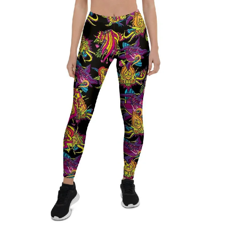 Can't Miss Black Skull Trippy Psychedelic Women's Leggings