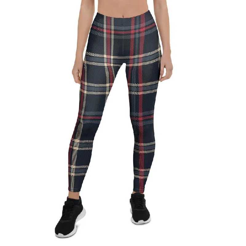 Best Bargains Black Tartan Plaid Women's Leggings