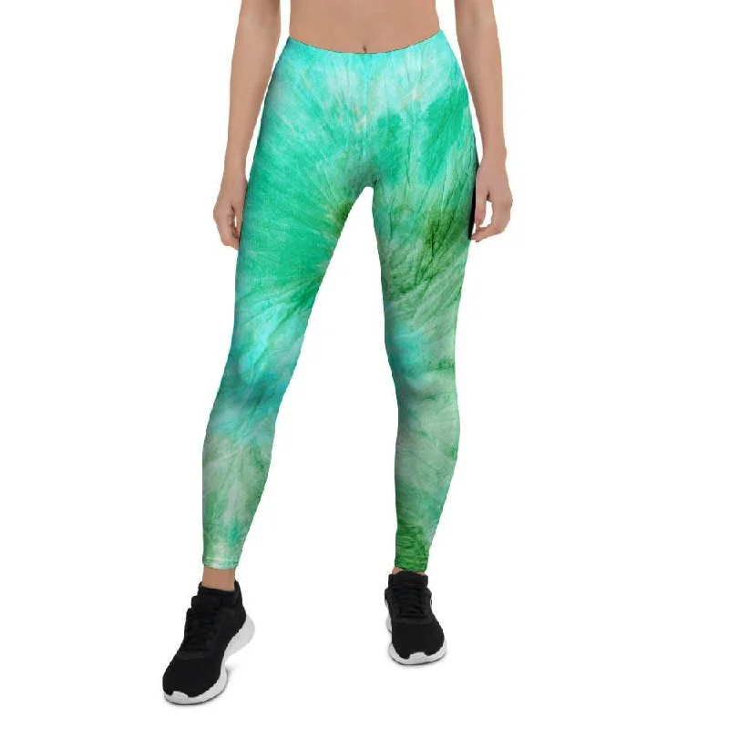 Special Savings Blue And Green Tie Dye Women's Leggings