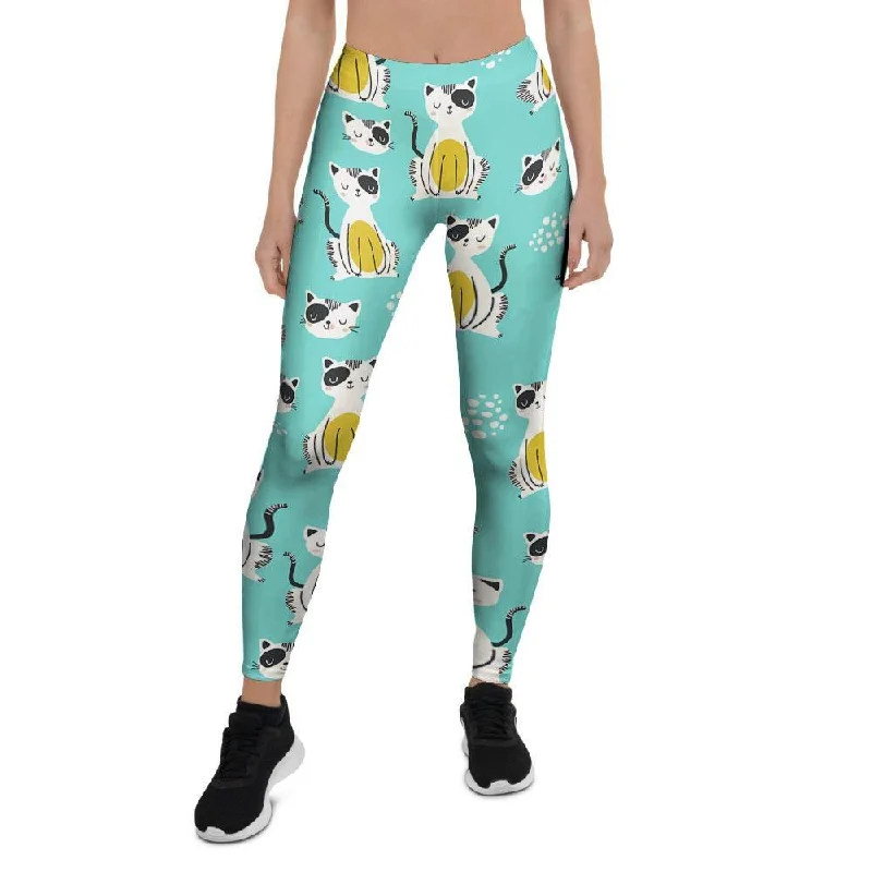 Price Fest Blue Cat Print Women's Leggings