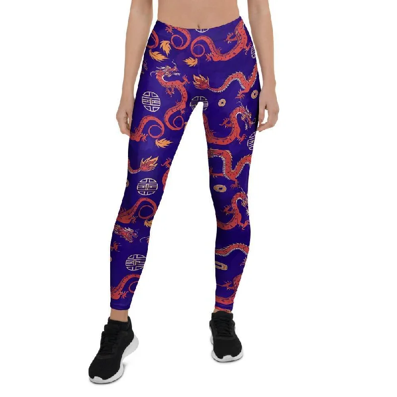 Deal Explosion Blue Chinese Dragon Women's Leggings