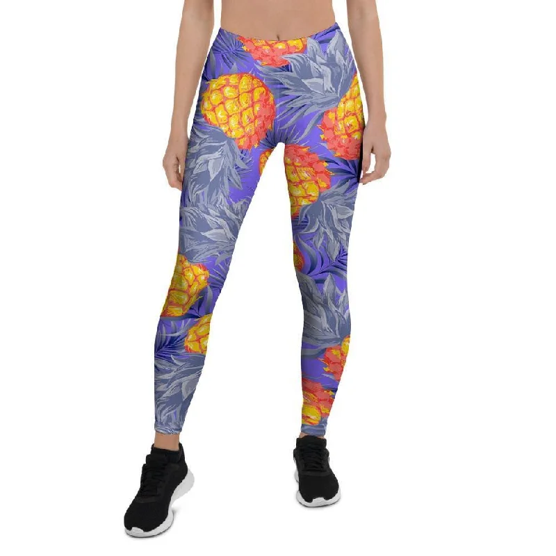 Price Smash Blue Neon Pineapple Hawaiian Print Women's Leggings