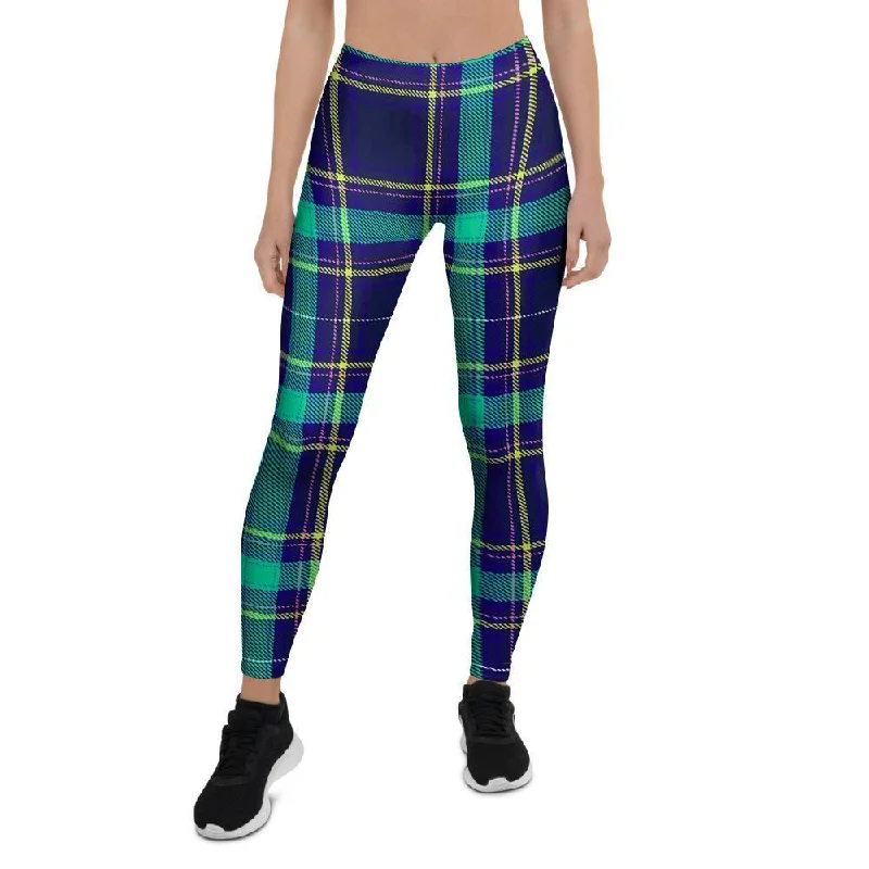 Blowout Sale Blue Plaid Tartan Print Women's Leggings