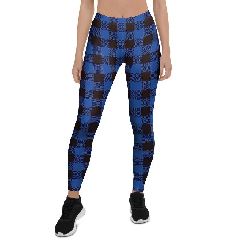 Factory Direct Sale Blue Plaid Women's Leggings