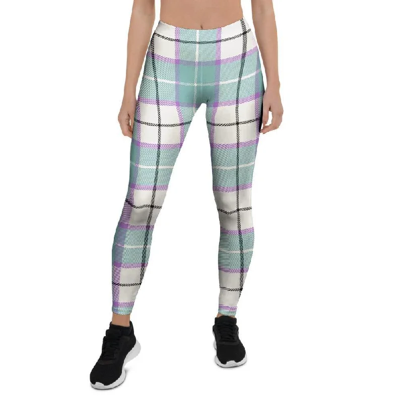 Grand Opening Sale Blue Tartan Plaid Women's Leggings